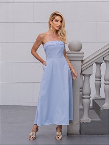 VESTIDO JENNIFER TQC COM GUIPIR - AZUL