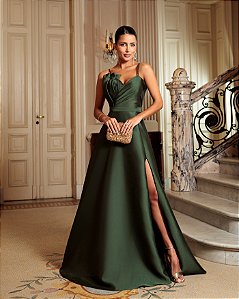 VESTIDO BARBARA ZIBELINE ALÇAS FINAS - VERDE ESMERALDA