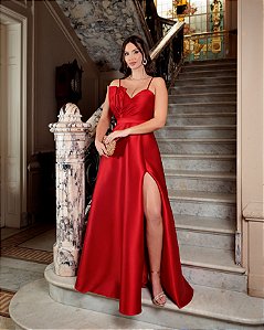 VESTIDO BARBARA ZIBELINE ALÇAS FINAS - VERMELHO