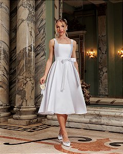 VESTIDO MIDI SINGAPURA ZIBELINE FAIXA AMARRAÇÃO - NOIVINHAS