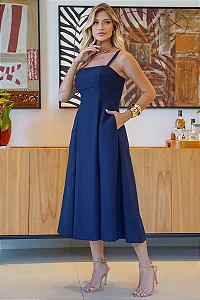 VESTIDO AMÉLIA GODÊ C/ ALÇA E COM ZÍPER - AZUL