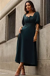 VESTIDO DANIELA MANGA 3/4 COM ZÍPER - VERDE