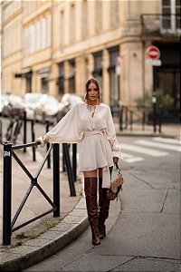 VESTIDO MACAQUINHO BOHO - AREIA