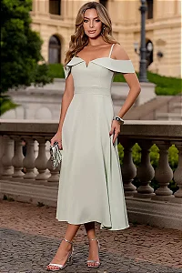 VESTIDO MIDI OMBRO A OMBRO COM ALÇA SANDRA - VERDE