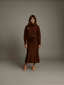 SAIA MIDI CETIM BOHO SOUL - BROWM