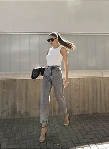 CALÇA JEANS ESTONADO - CINZA