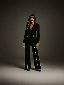 CONJUNTO BLAZER E CALÇA LISTRA WINTER SOUL - PRETO