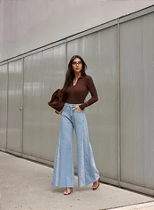 CALÇA BIANCA JEANS FLARE BICOLOR