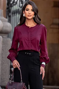 CAMISA ALICIA MANGA LONGA GOLA CARECA - VINHO