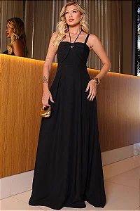 VESTIDO KETLYN LONGO FRENTE ÚNICA - PRETO