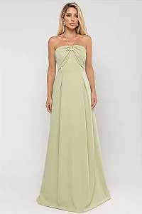VESTIDO KETLYN LONGO FRENTE ÚNICA - VERDE PISTACHE