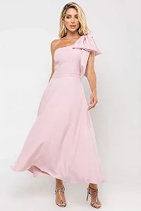 VESTIDO GLÁUCIA UM OMBRO COM LAÇO - ROSA