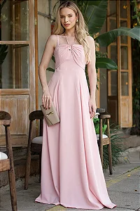 VESTIDO KETLYN LONGO FRENTE ÚNICA -  ROSA