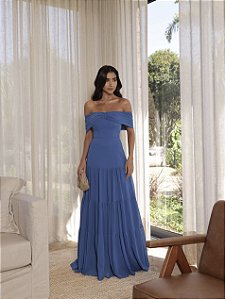 VESTIDO KELLYN OMBRO A OMBRO - AZUL CIANO
