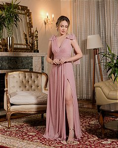 VESTIDO ANA LAÇO LUREX - ROSÉ