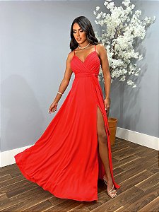 VESTIDO BEATRIZ FRANZIDO BUSTO - VERMELHO