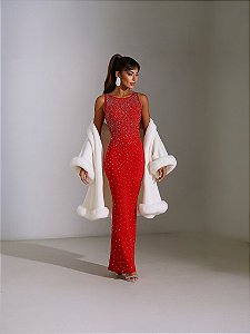 VESTIDO LONGO BRILHO FUTURE WINTER SOUL - VERMELHO