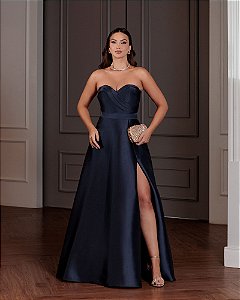 VESTIDO DE FESTA MELBOURNE T.Q.C ZIBELINE - AZUL MARINHO