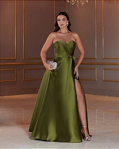 VESTIDO DE FESTA MELBOURNE T.Q.C ZIBELINE - VERDE OLIVA