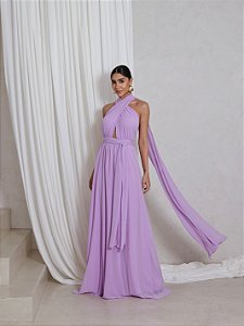 VESTIDO DE FESTA LONGO COM CALDA GISELE - LILÁS