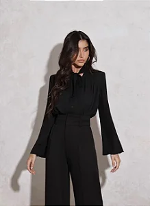 CAMISA COM LAÇO RENATA - PRETO