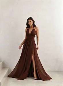 VESTIDO LONGO COM FIVELA CARTAGENA - MARROM