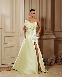 VESTIDO DE FESTA SIENA T.Q.C. ZIBELINE GLOW - AMARELO