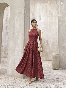 VESTIDO LONGUETE EVASÊ - MARSALA