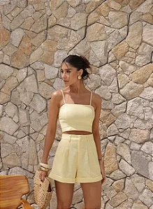 SHORTS LINHO RAMI BARRA ITALIANA - CAMOMILA