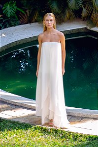 VESTIDO LONGO T.Q.C. COM MACAQUINHO - OFF WHITE