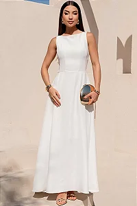 VESTIDO ELIZA LONGO MILANO - OFF WHITE