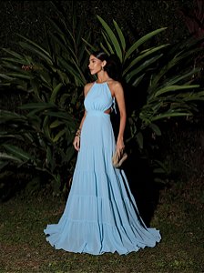 VESTIDO MALTA LONGO - AZUL SERENITY