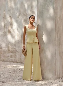 CONJUNTO BLUSA LISTRADA PEPLUM - CAMOMILA