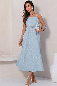 VESTIDO LORRAINE COM ALÇA E CINTO - AZUL