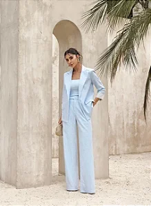BLAZER DUBAI ALFAIATARIA LINHO - AZUL