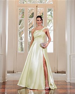VESTIDO LONDRES ZIBELINE GLOW LAÇO OMBRO - AMARELO