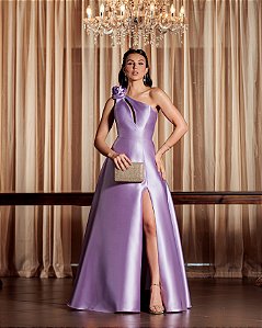 VESTIDO DE FESTA PALOMA ZIBELINE UM OMBRO - LILÁS