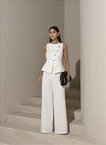 CONJUNTO ALFAIATARIA COLETE ASSIMÉTRICO - BRANCO