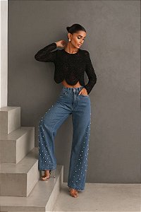 CALÇA JEANS PÉROLAS SUMMER BOHO - LAVAGEM MÉDIA