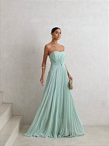 VESTIDO DE FESTA SUMMER LONGO T.Q.C. - VERDE MENTA