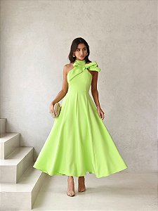 VESTIDO MIDI KEILA DETALHE LAÇO - LIMA