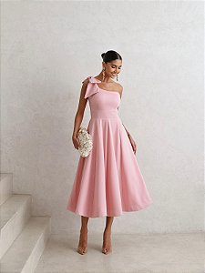 VESTIDO LAYS MIDI LAÇO - ROSA