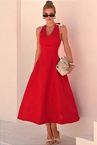 VESTIDO SÔNIA DECOTE V - VERMELHO