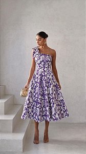 VESTIDO MIDI UM OMBRO BALDOSA - ROXO