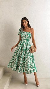VESTIDO MIDI UM OMBRO BALDOSA - VERDE
