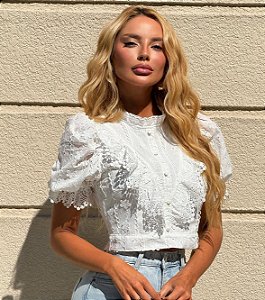 CROPPED LORENA DETALHE BABADO LAISE - OFF WHITE
