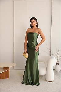 VESTIDO DE FESTA ESPANHA COM CAPA REMOVÍVEL - VERDE OLIVA