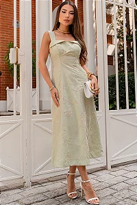 VESTIDO SERENA BORDADO COM ALÇAS LARGAS - VERDE