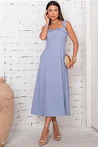 VESTIDO ROCHELE MIDI COM ALÇA LARGA - AZUL