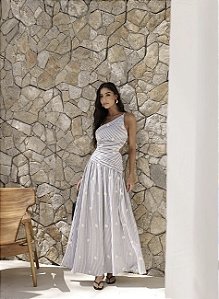 VESTIDO LISTRAS COM BORDADO - PRETO
